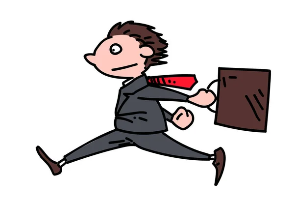 Corsa uomo d'affari cartone animato mano disegnato immagine — Vettoriale Stock