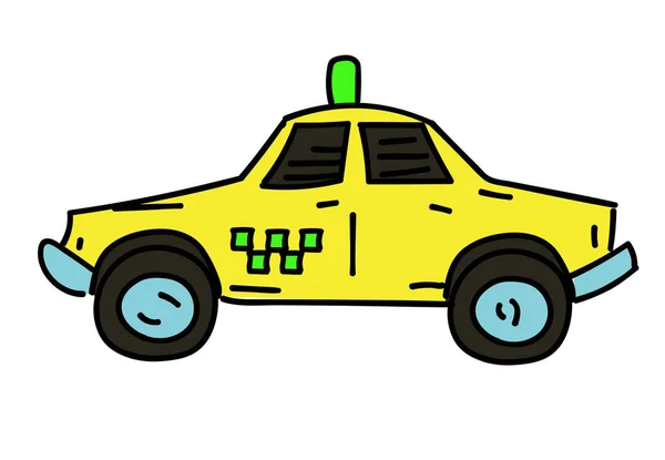 Taxi cabina cartone animato mano disegnato immagine — Vettoriale Stock