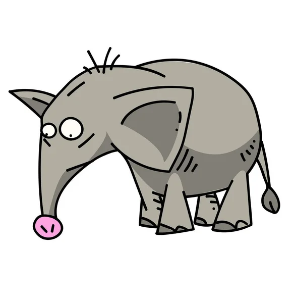 Olifant cartoon hand getekende afbeelding — Stockvector