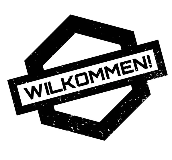 Wilkommen rubber stamp — Stok Vektör