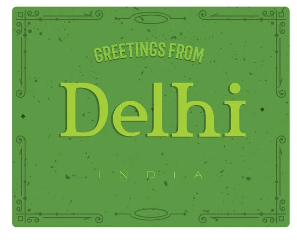 Tarjeta de felicitación de Delhi India — Vector de stock