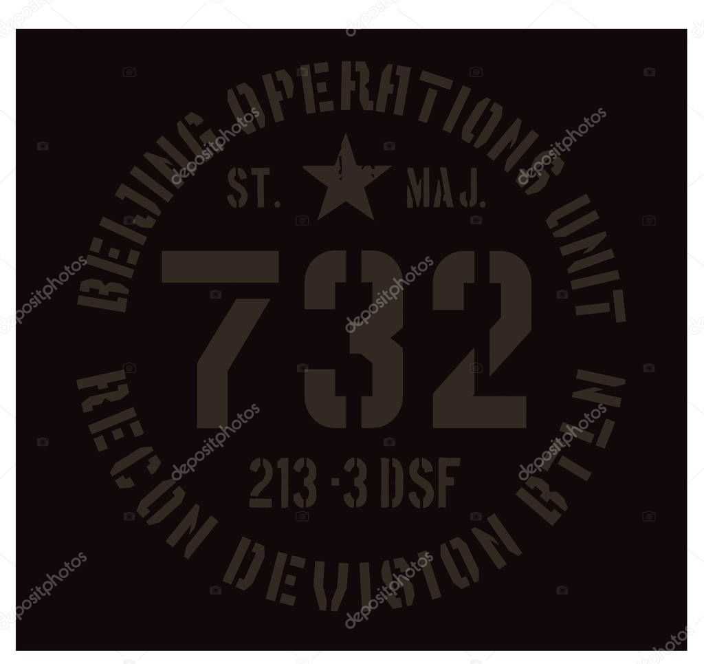 Beijing military plate, realistic looking military typography for t-shirt, poster, print.