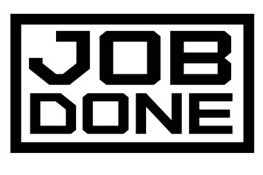 İş bitmiş tipografik damgası