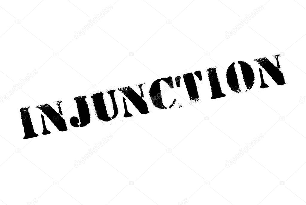 Injunction typographic stamp. Typographic sign, badge or logo