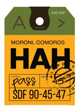 Moroni Havaalanı Bagaj etiketi