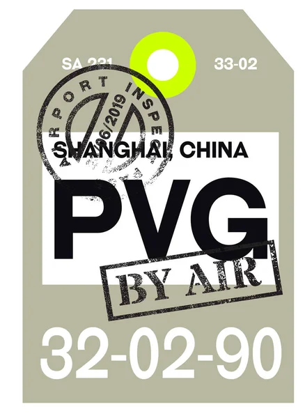 Etiqueta de bagagem do aeroporto de Xangai — Vetor de Stock