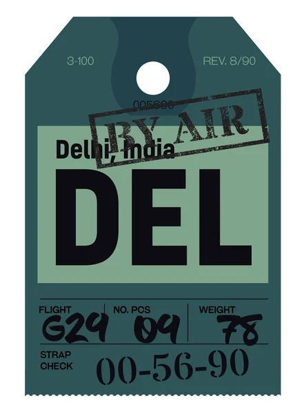 Delhi luchthaven bagagelabel — Stockvector