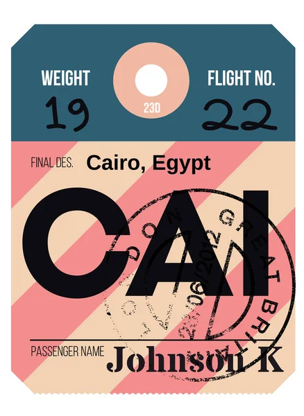 Cairo flygplats bagage-tag — Stock vektor