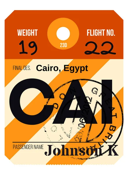 Cairo flygplats bagage-tag — Stock vektor