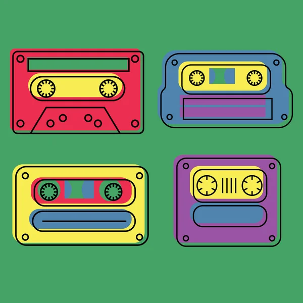 Retro feel audio cassettes set — Stock Vector