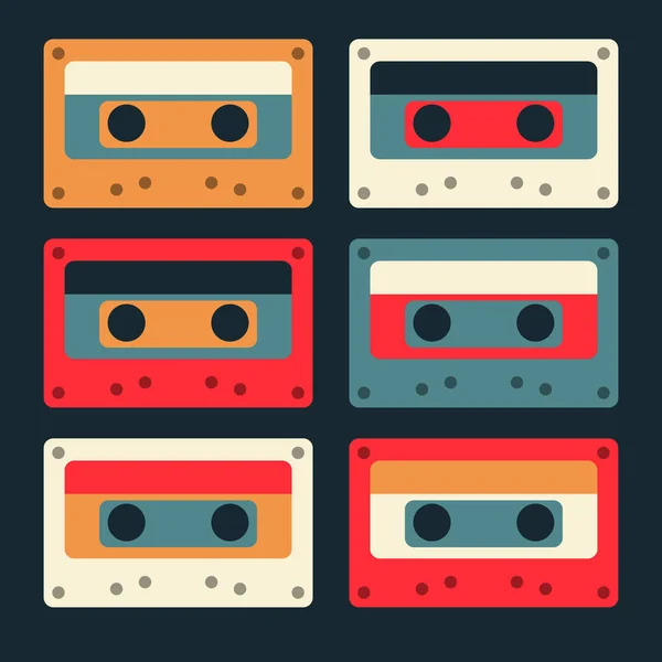 Set di cassette audio retrò feel — Vettoriale Stock