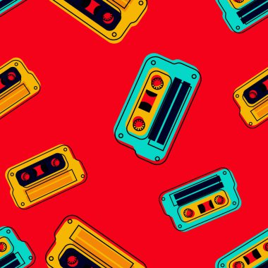 Vintage müzik kaset seamless modeli