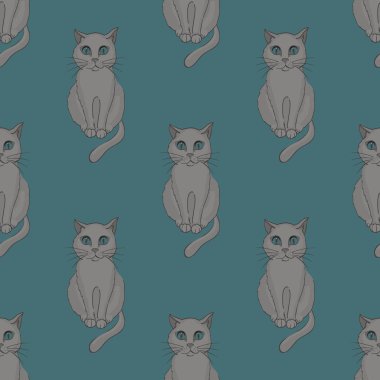 Serin kedi seamless modeli