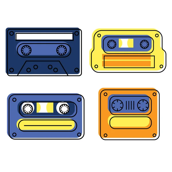 Vintage cassette a colori nastri illustrazione — Vettoriale Stock