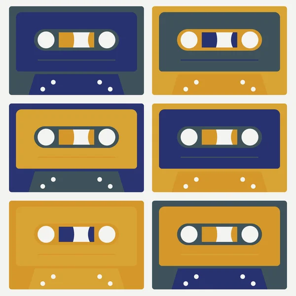 Retro cassettes eenvoudige ontwerpset — Stockvector