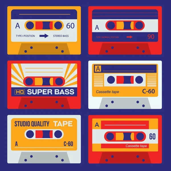 Cool cassetes de áudio vintage — Vetor de Stock