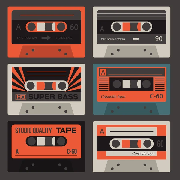 Cool vintage audiocassettes — Stockvector