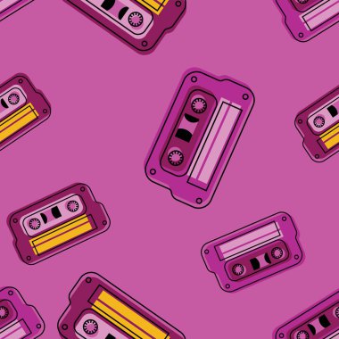 Vintage müzik kaset seamless modeli