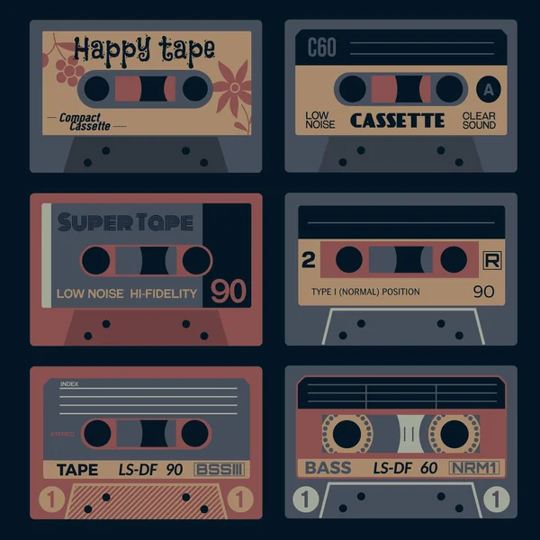 Audiokassetten aus alten Zeiten — Stockvektor