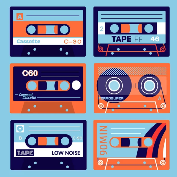 Retro cassettes ingesteld — Stockvector
