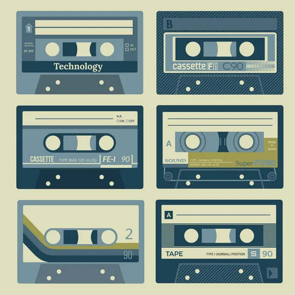 Set di cassette vintage — Vettoriale Stock