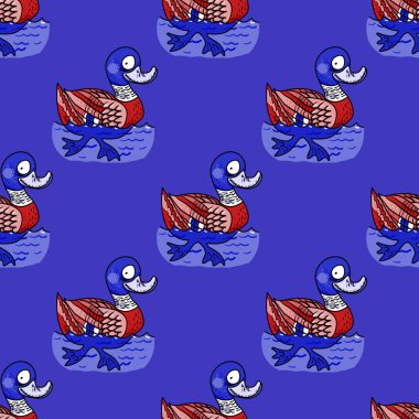 Komik ördek yüzmek seamless modeli