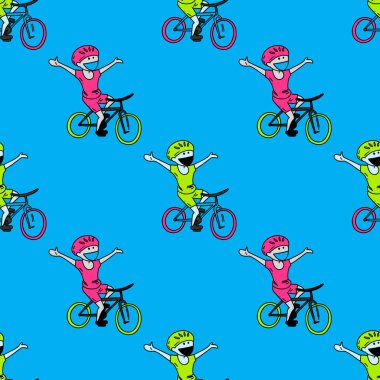 Mutlu adam Bisiklet seamless modeli üzerinde