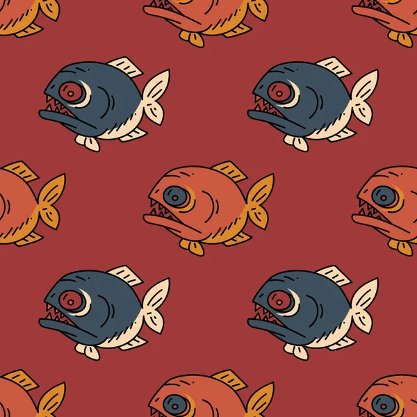 食人鱼无缝模式 — 图库矢量图片