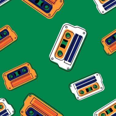Vintage müzik kaset seamless modeli