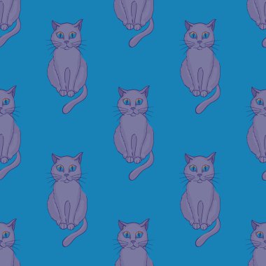 Serin kedi seamless modeli