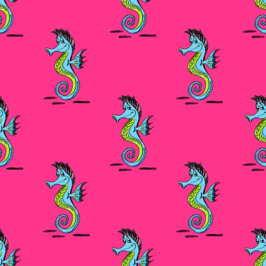 İlginç deniz atı seamless modeli