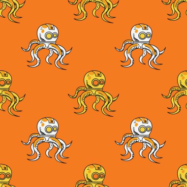 Ürkütücü octupus robot seamless modeli