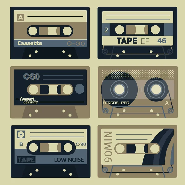 Retro cassettes set — Stock Vector