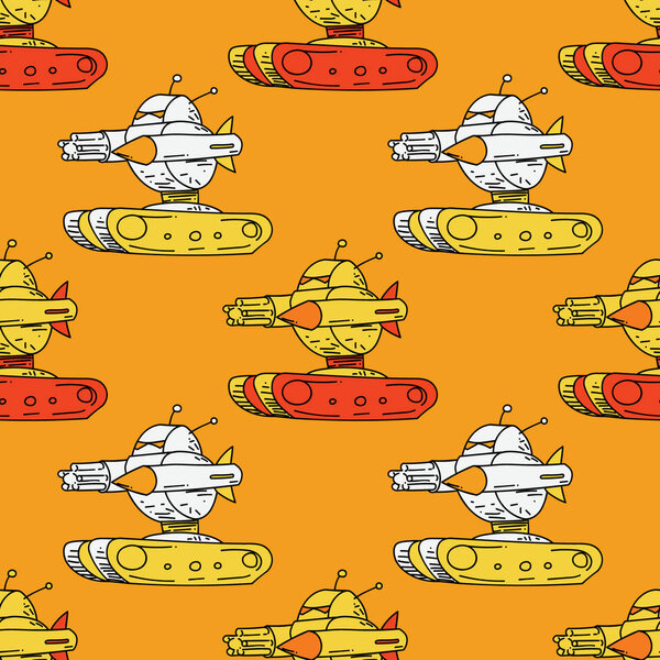 Angry robot tank seamless pattern