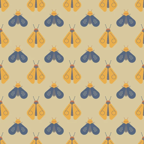 Abeille et luciole motif sans couture — Image vectorielle