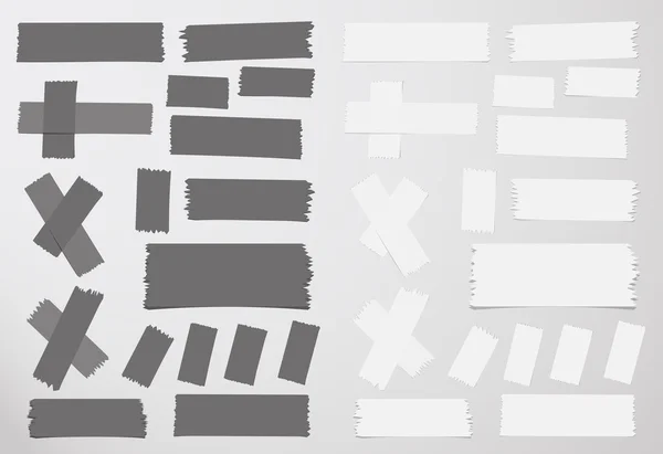 Différentes tailles collant, ruban adhésif de masquage sont sur fond gris — Image vectorielle