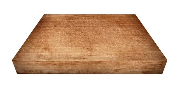 Papan kayu coklat, meja yang terisolasi pada latar belakang putih — Stok Foto