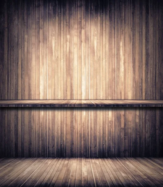 Grunge textura tablones marrones con estante y suelo de madera — Foto de Stock