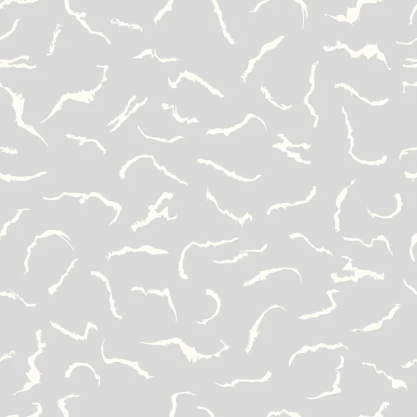 Pinceau blanc sans couture motifs coups sur fond gris. Formes abstraites — Image vectorielle