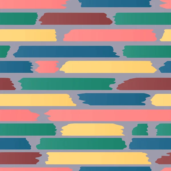 Patrón de tiras sin costura. Líneas horizontales con efecto de papel desgarrado y pegado sobre fondo gris. Ilustración vectorial — Vector de stock