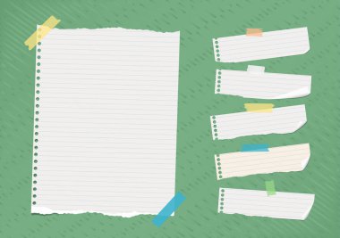 Kopyalanmış beyaz çizgili Not, not defteri, parlak yeşil çizgili desen sıkışmış boşaltmak kağıt yaprak