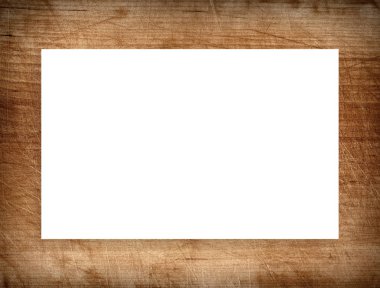 Kahverengi ahşap çerçeve, billboard veya beyaz yatay dikdörtgen çizik