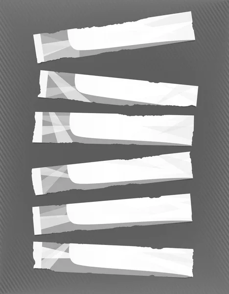 Bannières horizontales blanches et grises collées sur un mur rayé — Image vectorielle
