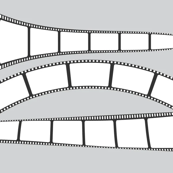 灰色の背景にフィルムやカメラのストリップのセット — ストックベクタ