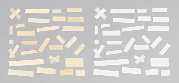 Bandes de papier adhésif collant, ruban adhésif, collé sur fond gris — Image vectorielle