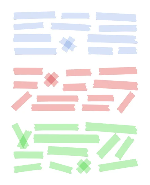 Ensemble de différentes tailles, papier collant coloré, adhésif, ruban adhésif sont sur fond blanc — Image vectorielle