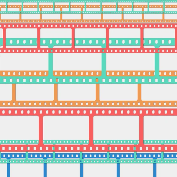 Reeks van kleurrijke film of camera strips in horizontale positie. — Stockvector