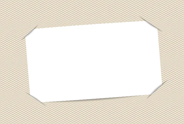 Порожня, біла паперова картка, вставлена на квадратний коричневий фон — стоковий вектор