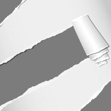 Haddelenmiş ve kopyalanmış beyaz defter sayfası, köşelerde yırtık kağıt