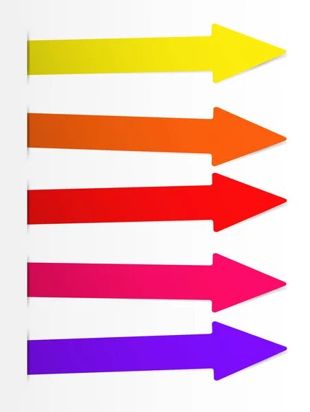 Banner colorido setas vetoriais brilhantes, sinal direcional inserido no papel de corte branco —  Vetores de Stock